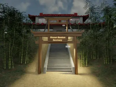 Bamboo sanctuary -VR world Low-poly 3D model Low-poly 3D model