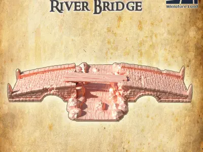 Ruined River Bridge Tabletop Terrain 28 mm 3D print model