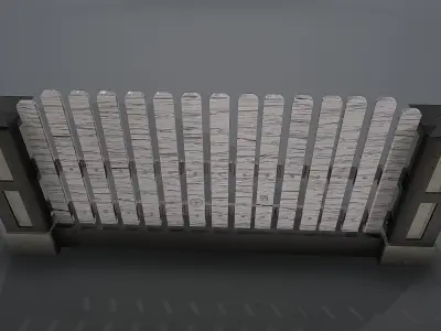 Fence with columns Low-poly 3D model