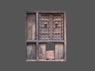 Old Wooden Window Low-poly 3D model