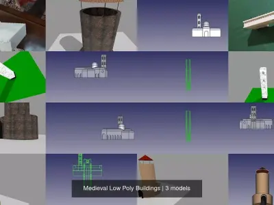 Medieval Low Poly Buildings 3D Model Pack