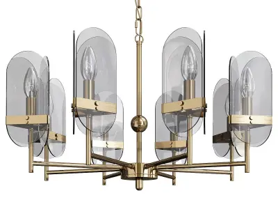 KARENA brass chandelier with clear glass shades Low-poly 3D model