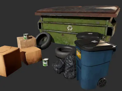 Urban Trash Pack Low-poly 3D model