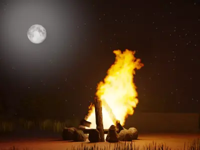 Campfire Scene - Blender Cycles Render 3D model