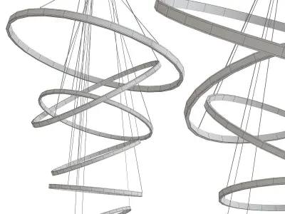 Ring Chandelier Gold low poly 3d model Low-poly 3D model