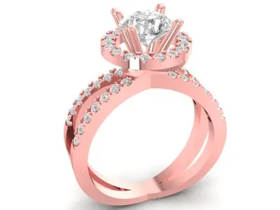 Elegant Halo Split Shank Diamond Ring for Women  3031 3D print model