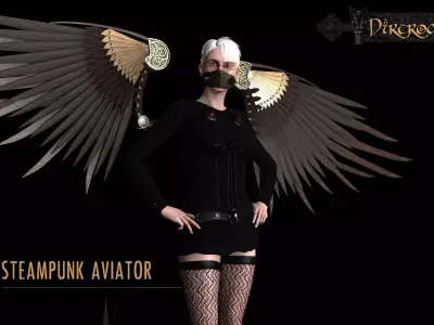 Steampunk Aviator Low-poly 3D model