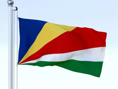 Animated Seychelles Flag Low-poly 3D model