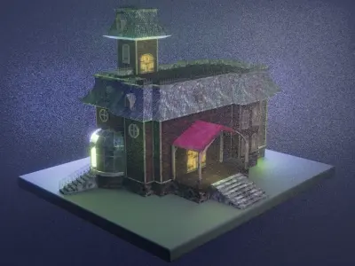 Addams  Family House Low-poly 3D model