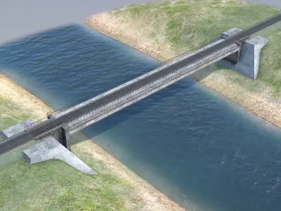 RW Bridge Vologda-II mono Low-poly 3D model