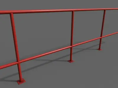 PBR Pedestrian Guard Rail Red V5 Low-poly 3D model