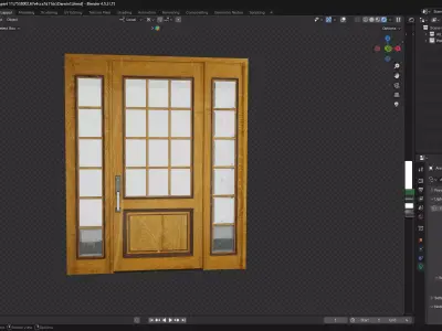 Wood door 3D model 3