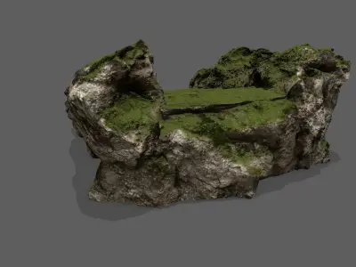Stairs with moss on top Low-poly 3D model