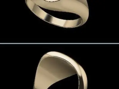 Dainty Oval Signet Ring Mix Sizes 3D print model