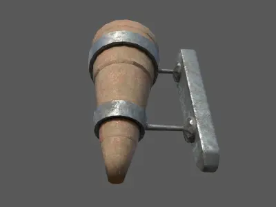 Medieval Wall torch Low-poly 3D model Low-poly 3D model