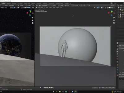 moon and astronaut looking earth landscape scene 3D model