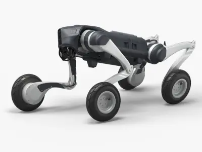  Mobile Security Robot with Wheels Rigged for Maya 