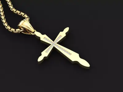 High Cross Pendant Light Gold 18K 3CP028 3D print model