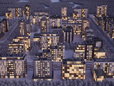 Low poly building pack Low-poly 3D model