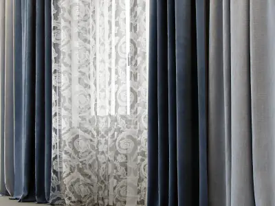 Curtains 4 curtain with drapes 3D model