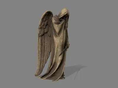 Angel statue of holding sword Low-poly 3D model purchase
