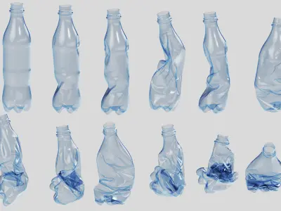 Crushed Plastic Bottle v3 3D model