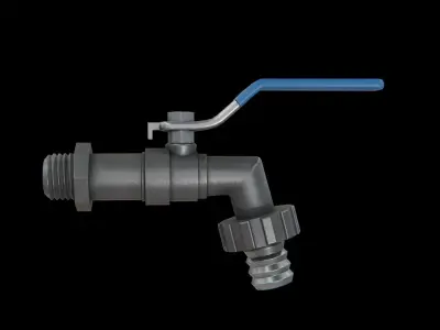 Valve Tap blue Low-poly 3D model