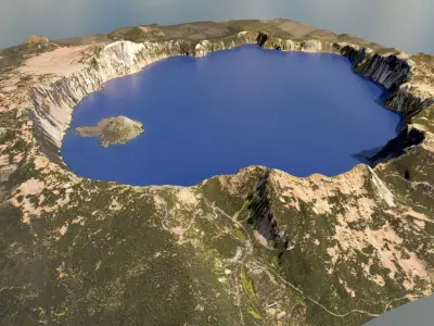 Crater Lake Terrain Low-poly 3D model