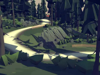 Cartoon Rally Track Finland Low-poly 3D model