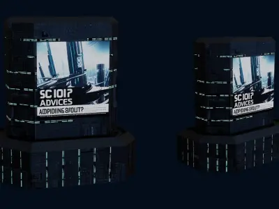 Sci-fi Buildings Pack 10 Low-poly 3D model