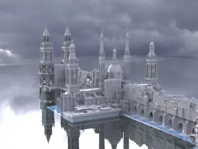 Tower Bridge Fantasy architecture town 3D 3D model