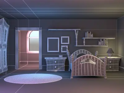 Cartoon bedroom stylized 3D model