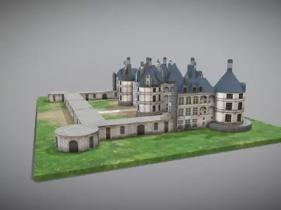 Chambord Castle Low-poly 3D model