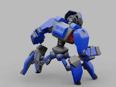 Spider robot rigged - animated character 3D model
