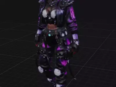 Cyberpunk Female Outfit Game Ready Clothing Set FBX USDZ STL Low-poly 3D model