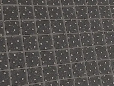 Black Rubber Tactile Paving Tiles PBR Seamless Texture