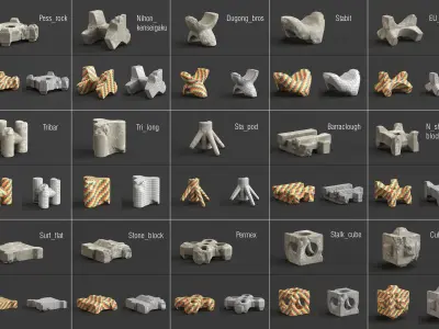 Breakwater and Roadblock  Low-poly 3D model