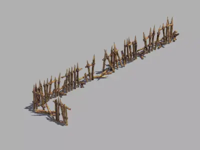 Broken - Wood Fence 01 3D model