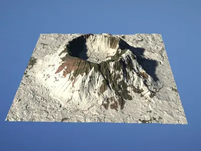 Landscape Environment Volcano Snow 28 Low-poly 3D model