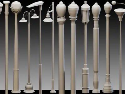 110 Urban Lighting Props- Kitbash- High detail 3d models Low-poly 3D model