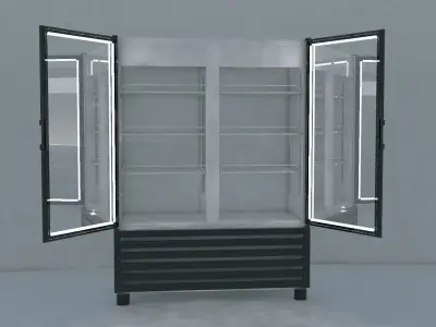 Refrigerator double glass door 3D model