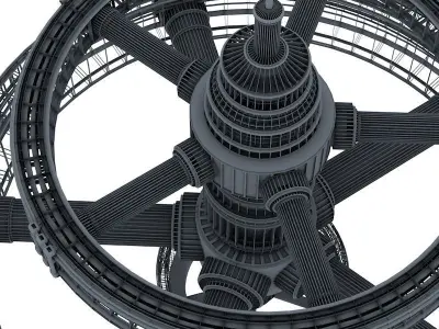 sci - fi Space Station No Texture 3D model