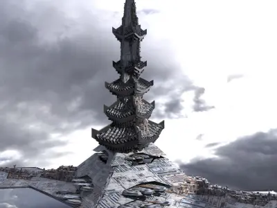 Cyberpunk Emperor Towers 1  3D model