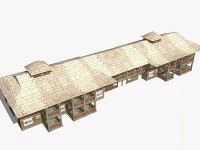 Wooden House Low-poly 3D model 9