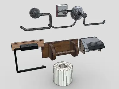 Toilet Roll Holder Pack Low-poly 3D model