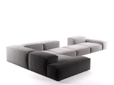 Extrasoft E sectional sofa leather 3D model