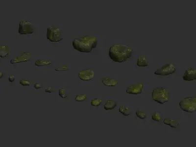 Assorted Rocks - Lichen 1 Low-poly 3D model