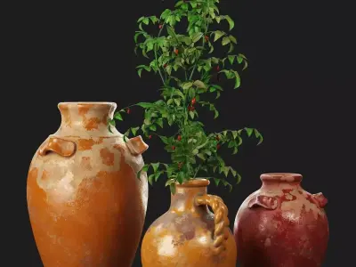 Pottery Barn Sicily Terra Cotta Vases 3D model