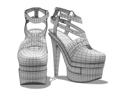 Colorful Mixed Heels Low-poly 3D model