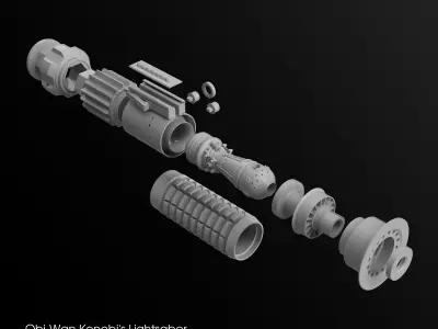 Obi-Wan Kenobi Lightsaber A New Hope 3D print model